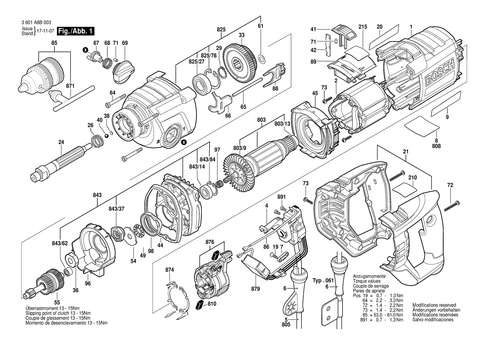 Bosch GSB 162-2 parts diagram, sheet 1