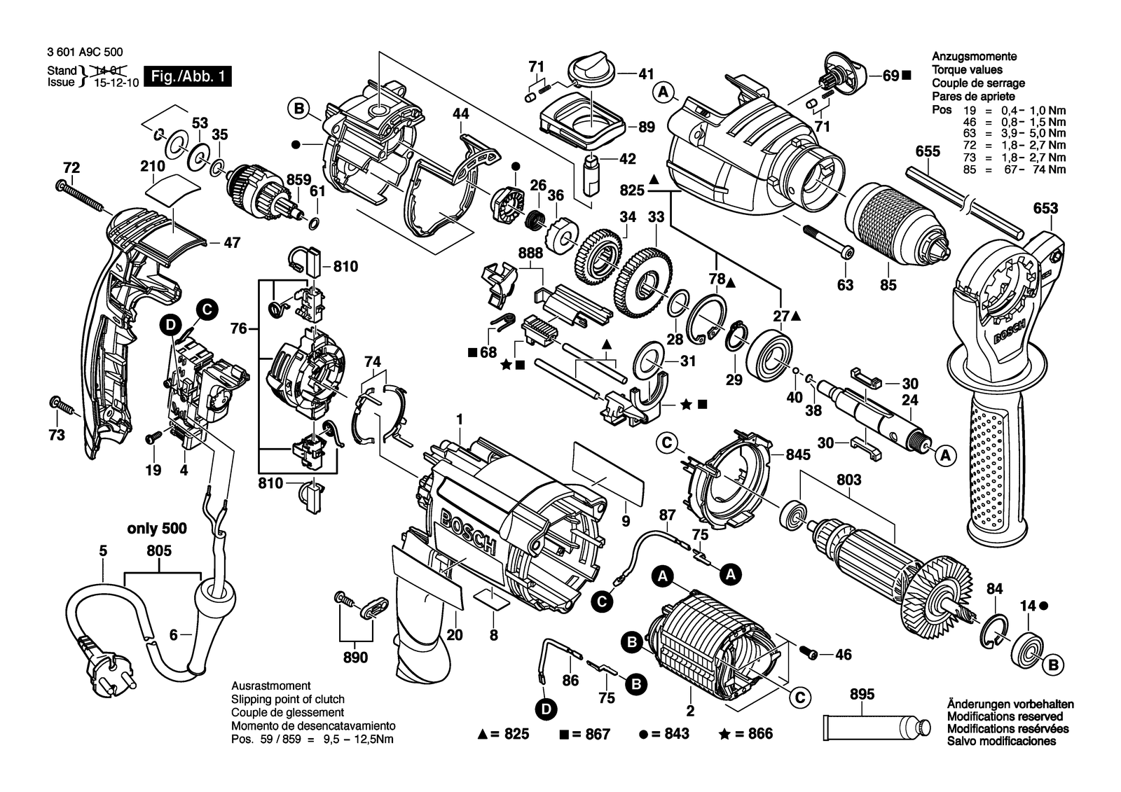 Bosch GSB 21-2 RE parts diagram, sheet 1