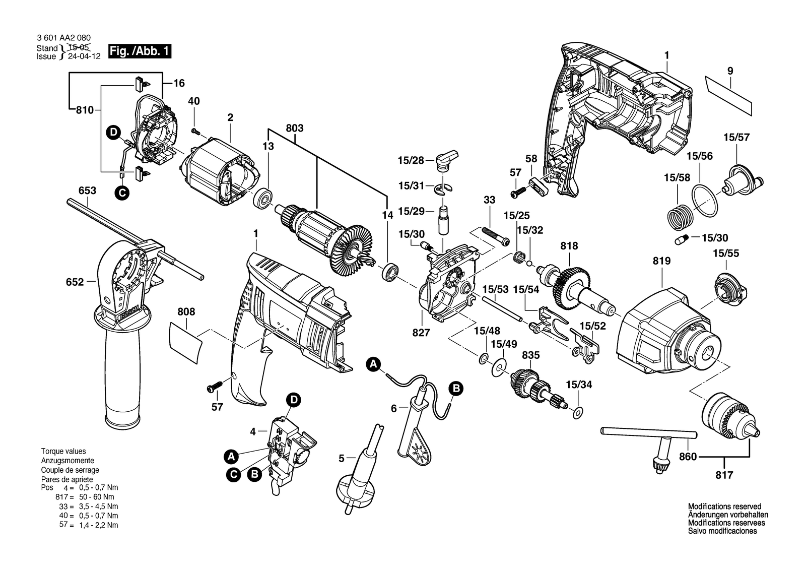 Bosch GSB 20-2 parts diagram, sheet 1
