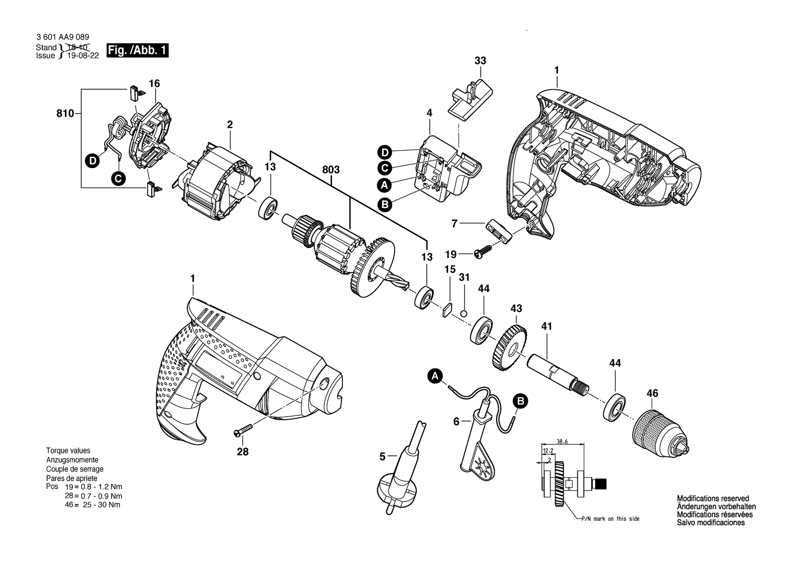 Bosch GBM 340 parts diagram, sheet 1