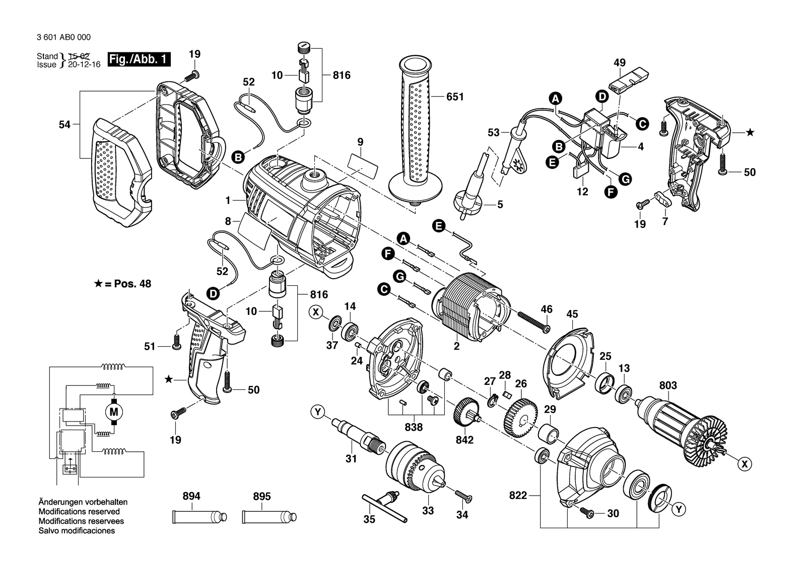 Bosch GBM 1600 RE parts diagram, sheet 1