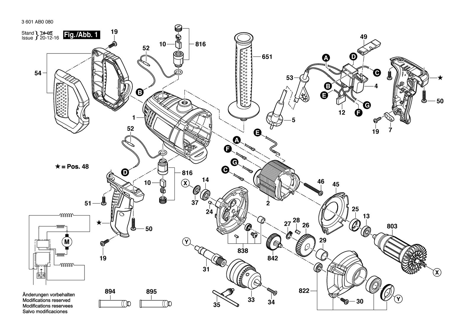 Bosch GBM 1600 RE parts diagram, sheet 1