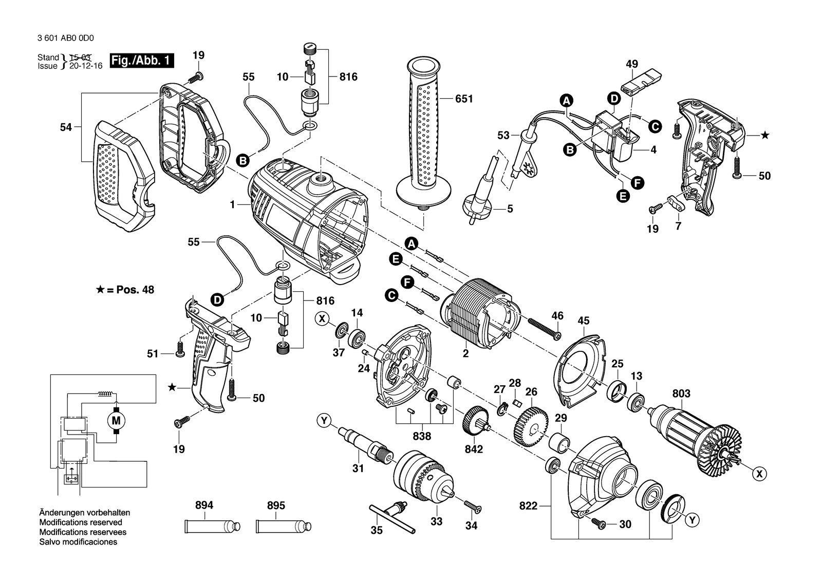 Bosch GBM 1600 RE parts diagram, sheet 1