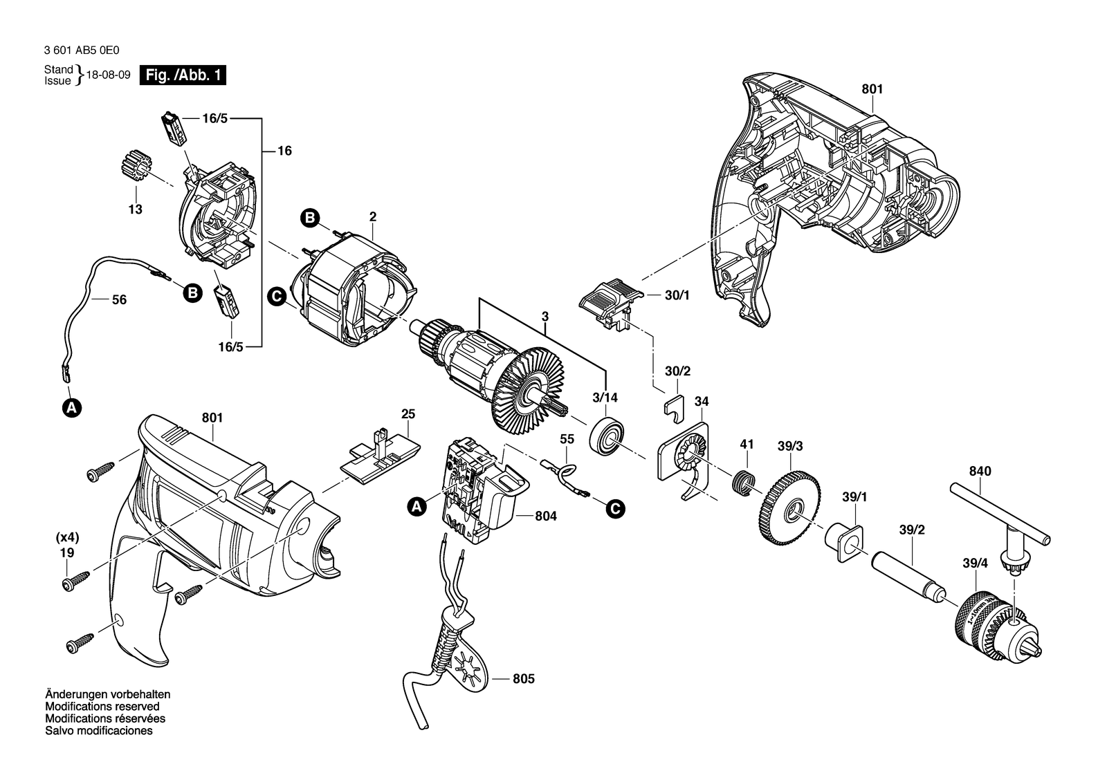 Bosch GSB 450 parts diagram, sheet 1