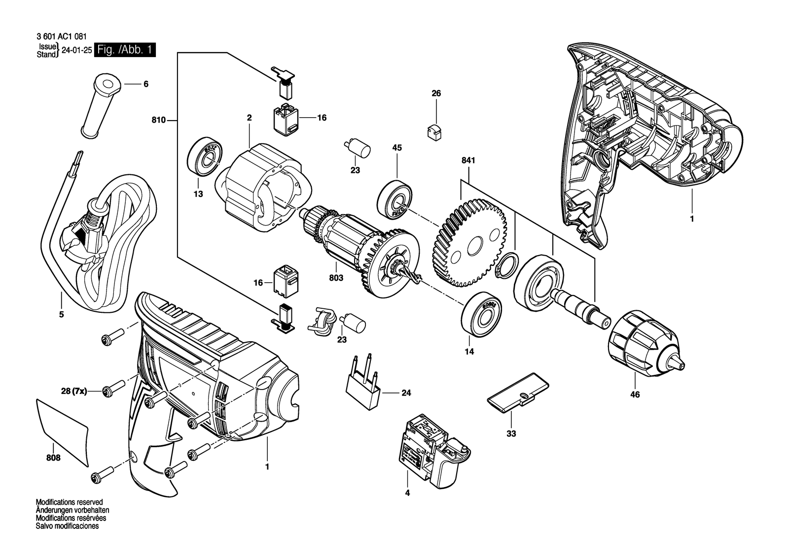 Bosch GBM 400 parts diagram, sheet 1