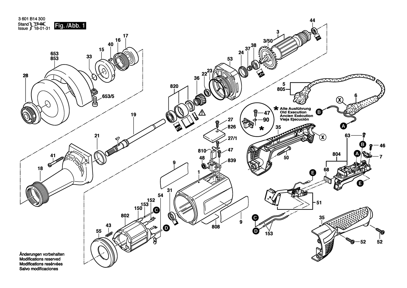 Bosch GGS 8 H parts diagram, sheet 1