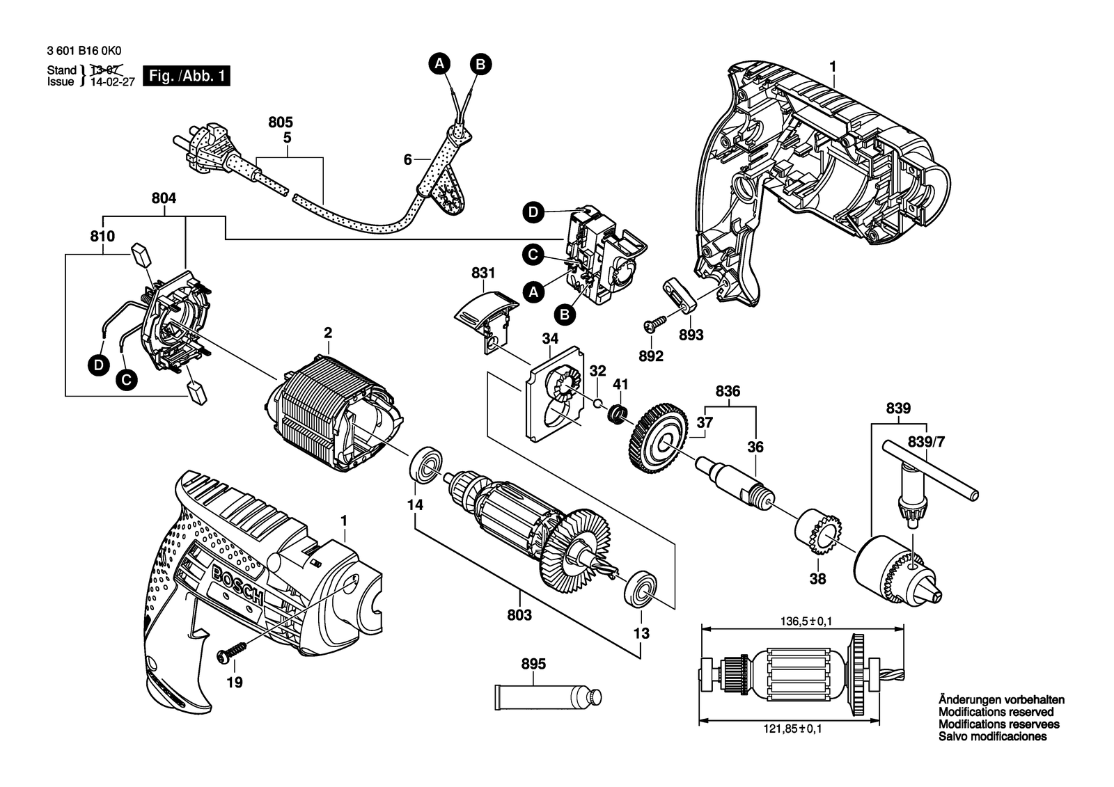 Bosch GSB 10 parts diagram, sheet 1