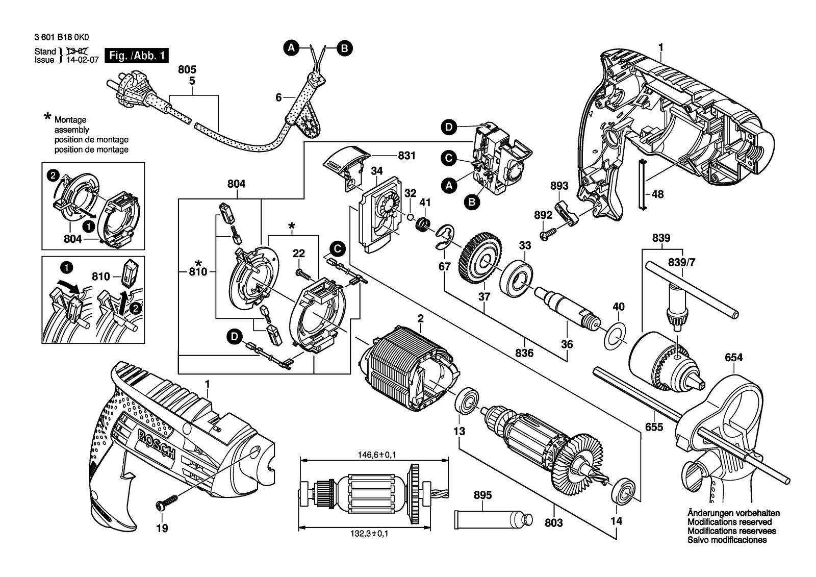 Bosch GSB 16 parts diagram, sheet 1
