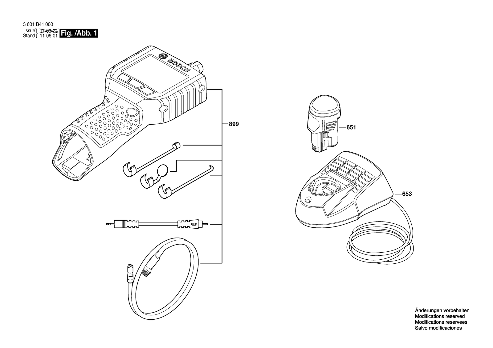 Bosch GOS 10,8 V-Li parts diagram, sheet 1
