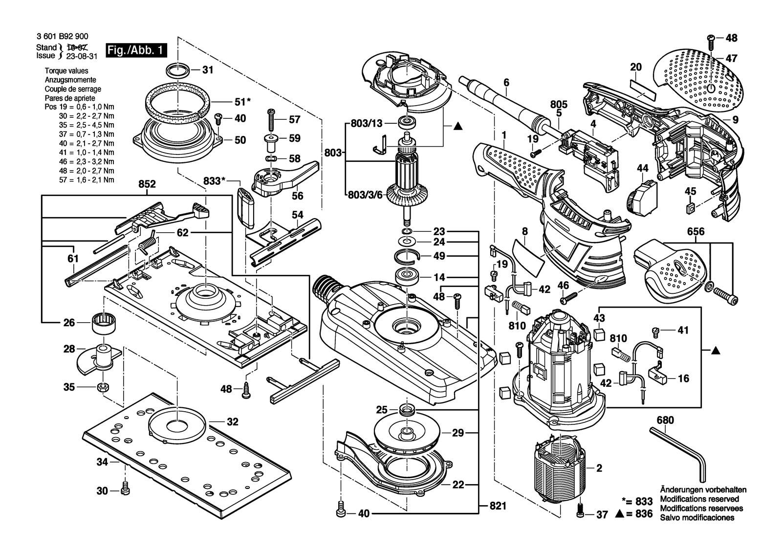 Bosch GSS 280 AVE parts diagram, sheet 1