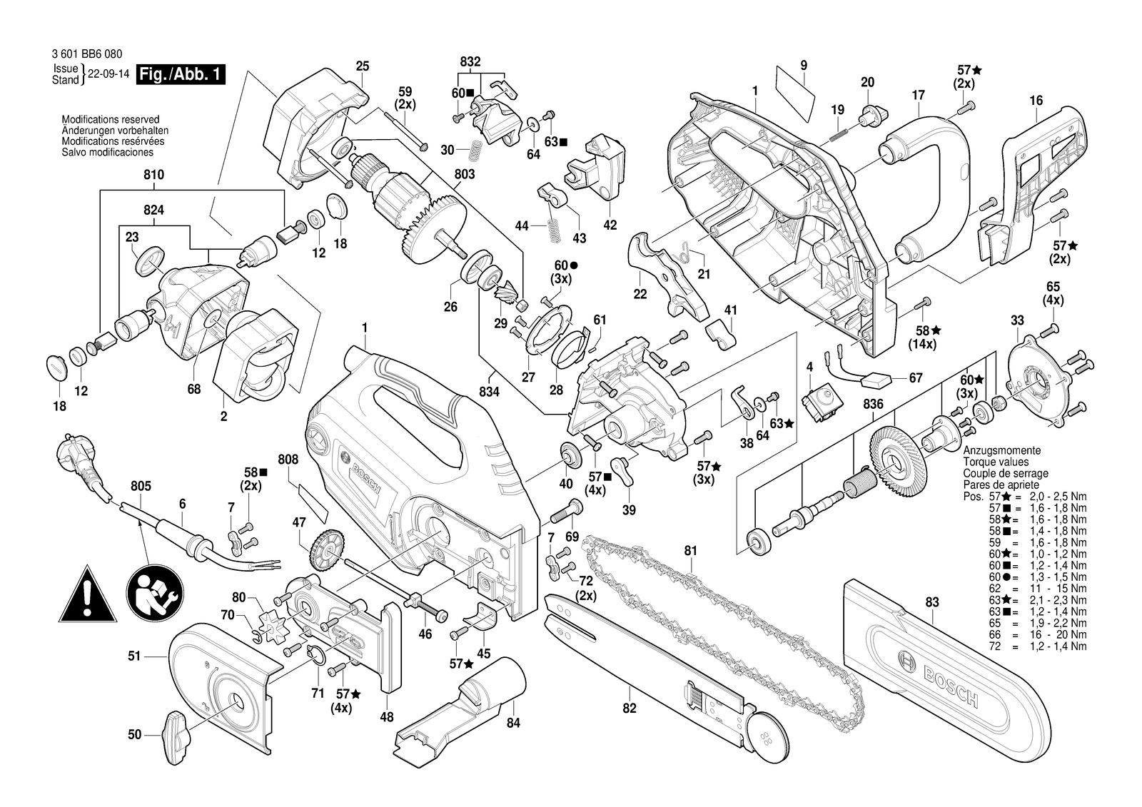 Bosch GAC 250 parts diagram, sheet 1