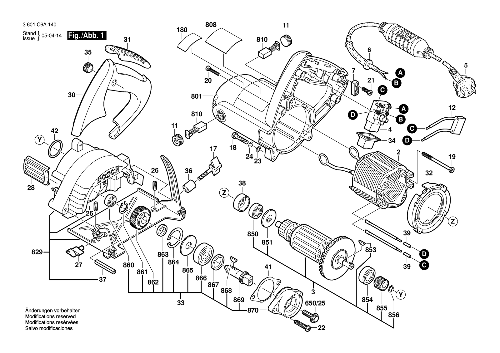Bosch GDM 12-34 parts diagram, sheet 1