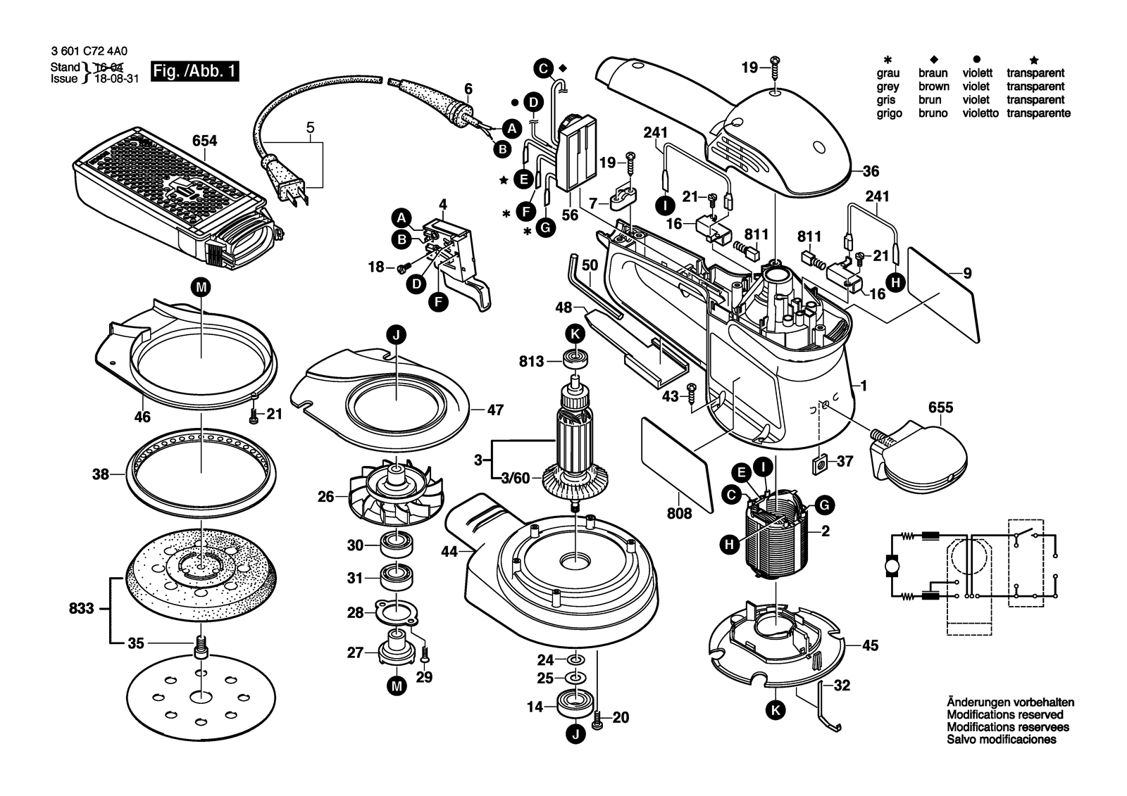 Bosch 3725 DEVS parts diagram, sheet 1