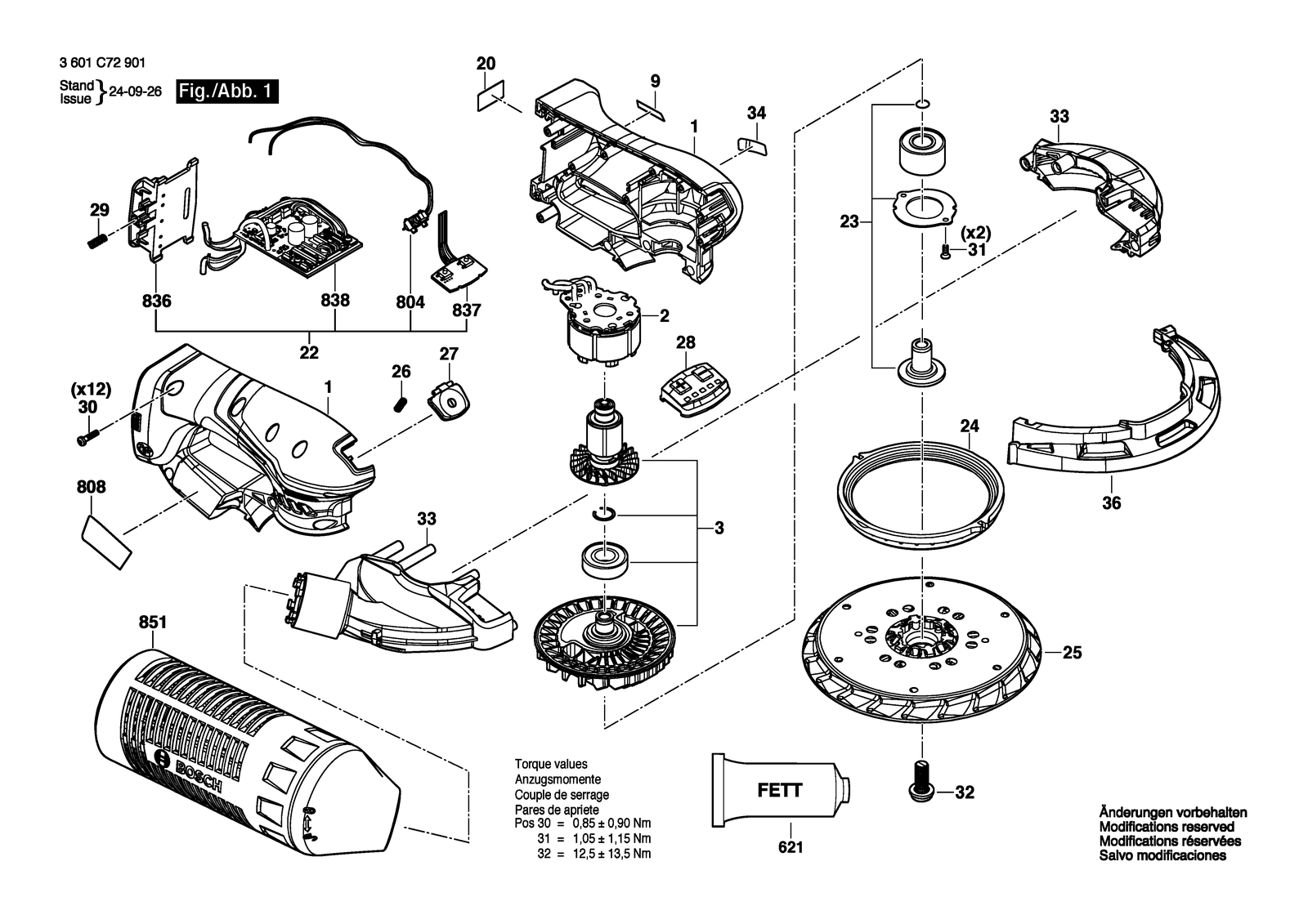 Bosch GEX 18V-150-3 parts diagram, sheet 1