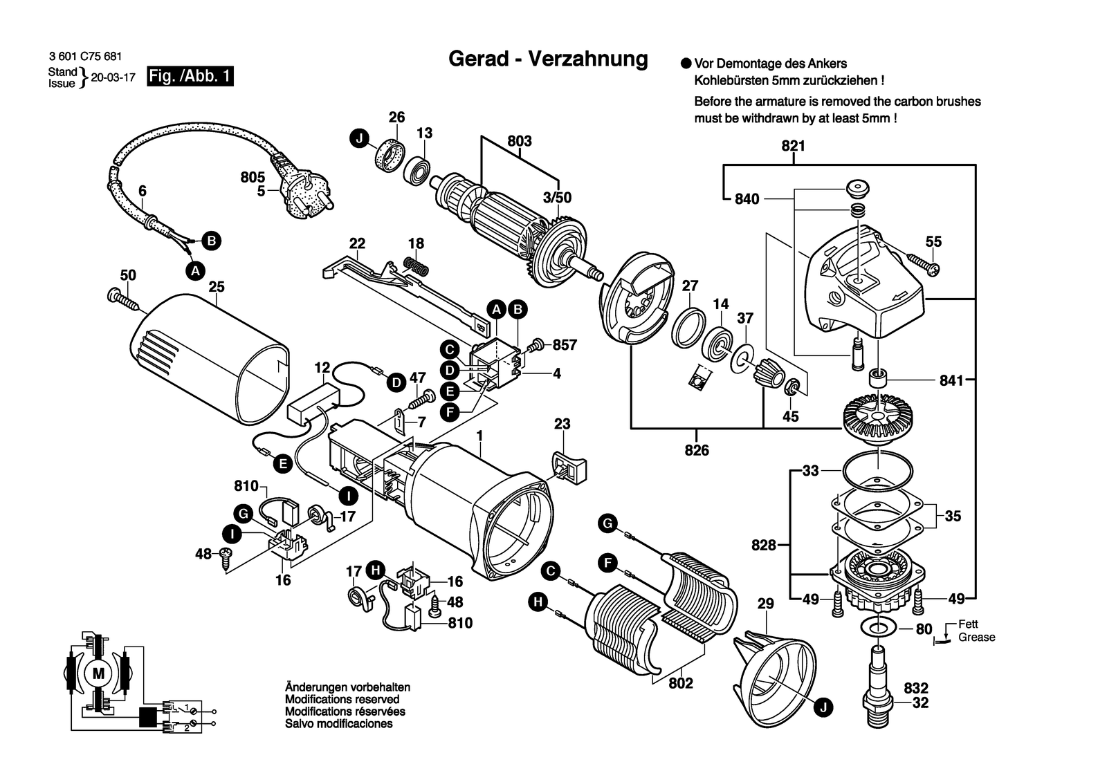 Bosch GWS 660 parts diagram, sheet 1