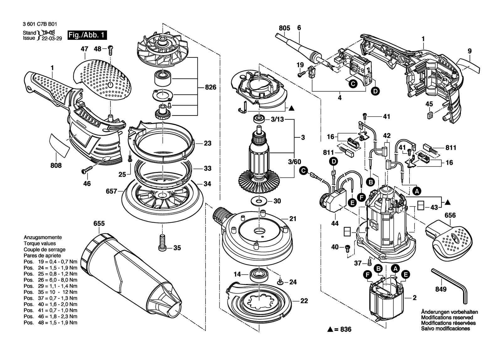 Bosch EX 125-150 LV parts diagram, sheet 1