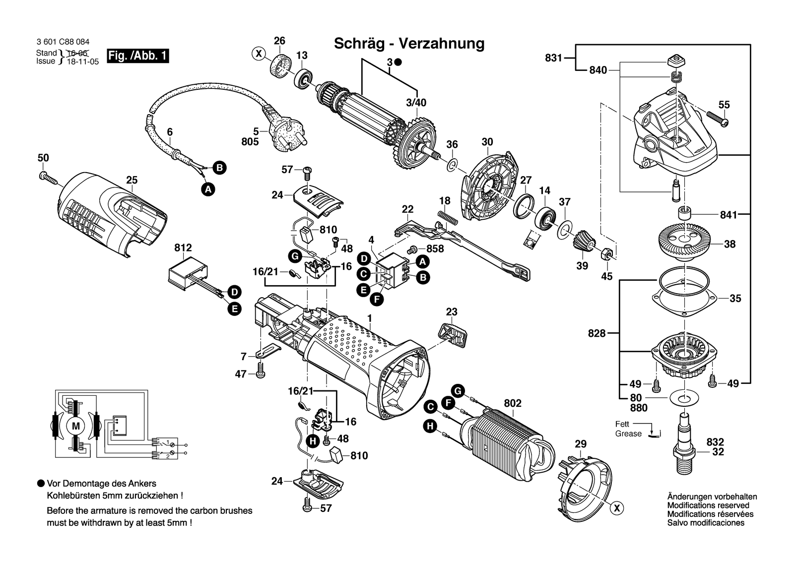 Bosch GWS 720 parts diagram, sheet 1