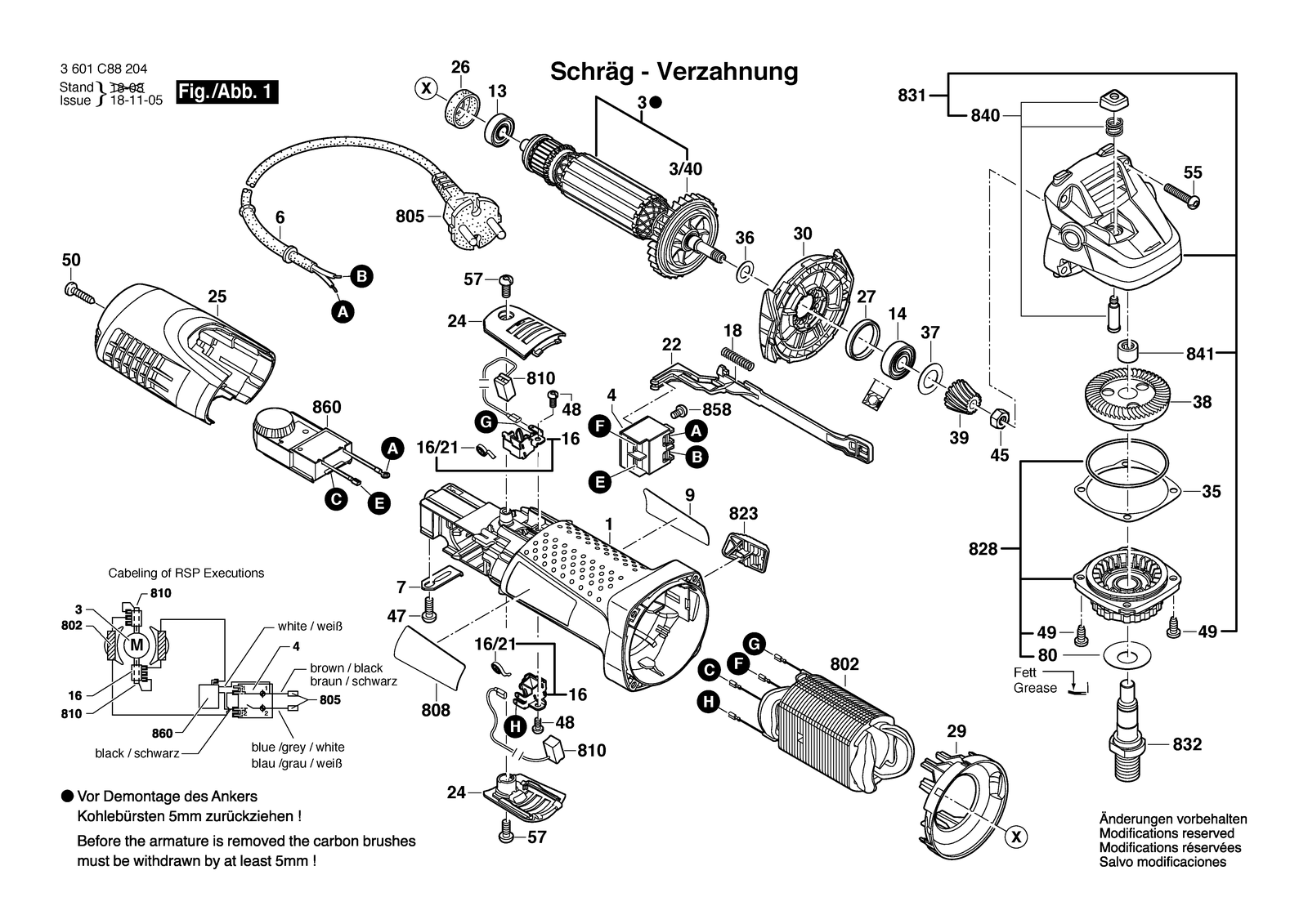 Bosch GWS 7-115 E parts diagram, sheet 1
