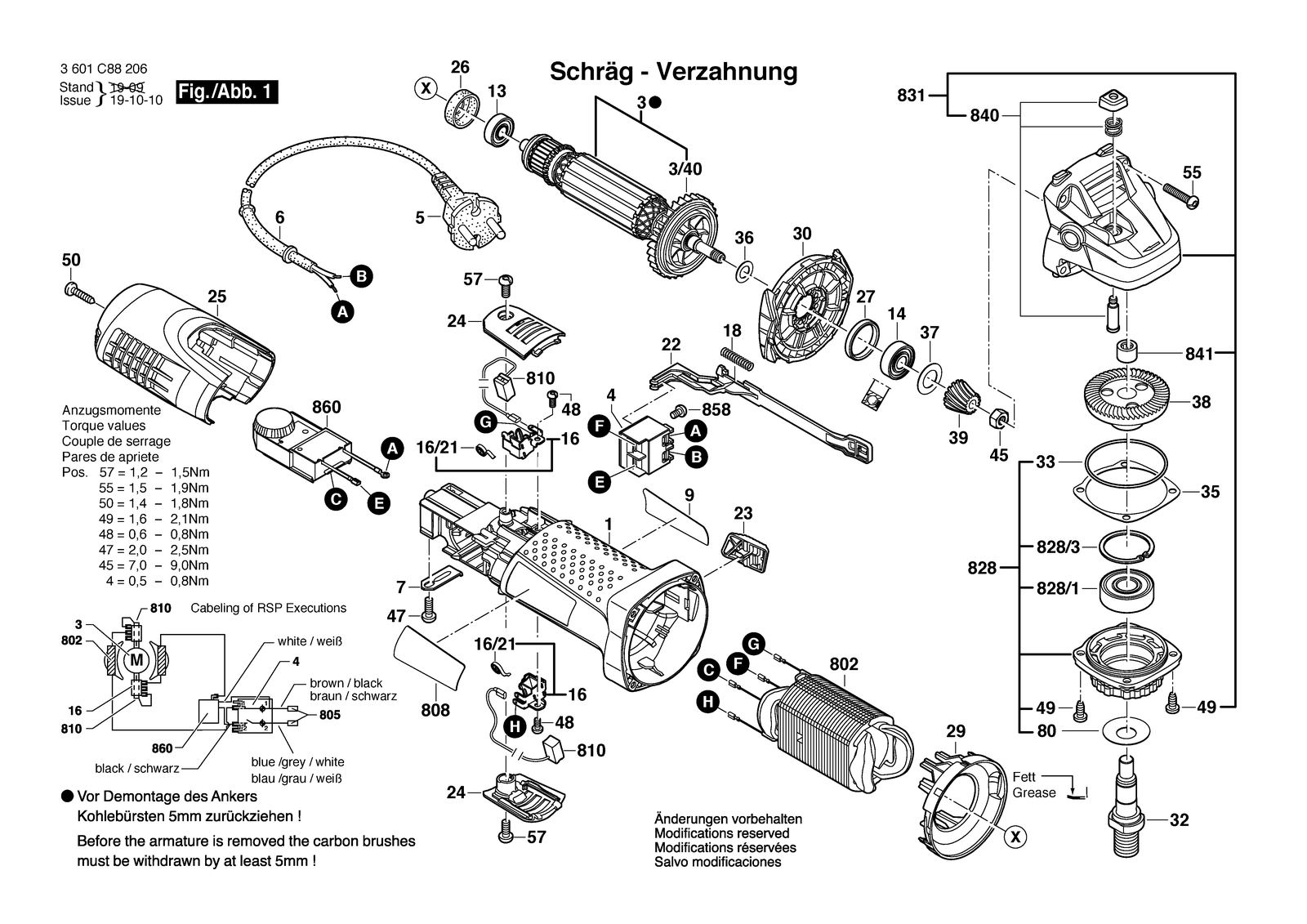 Bosch GWS 7-115 E parts diagram, sheet 1