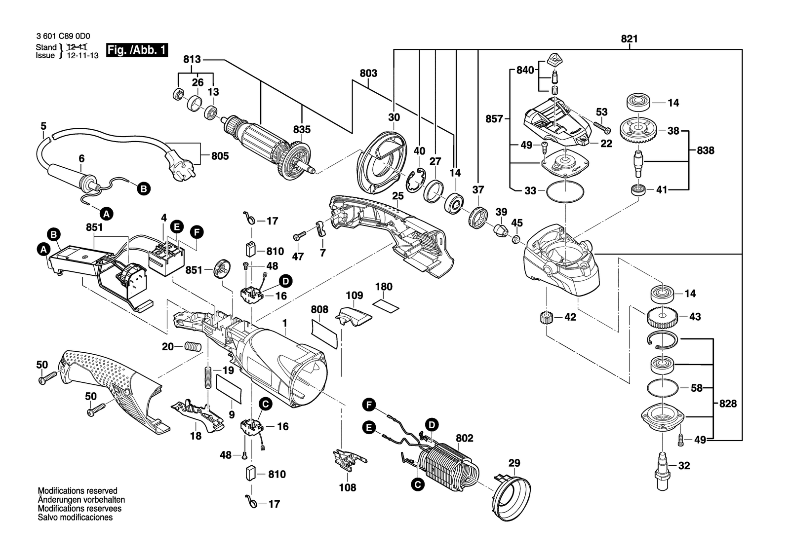 Bosch GPO 12 CE parts diagram, sheet 1