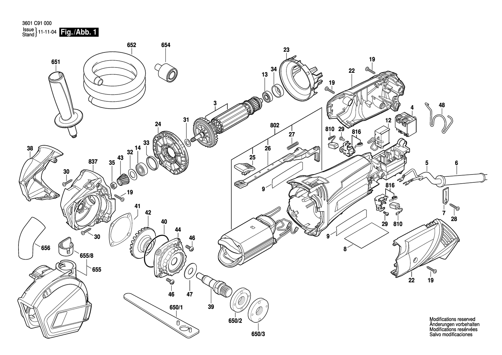 Bosch GCT 115 parts diagram, sheet 1
