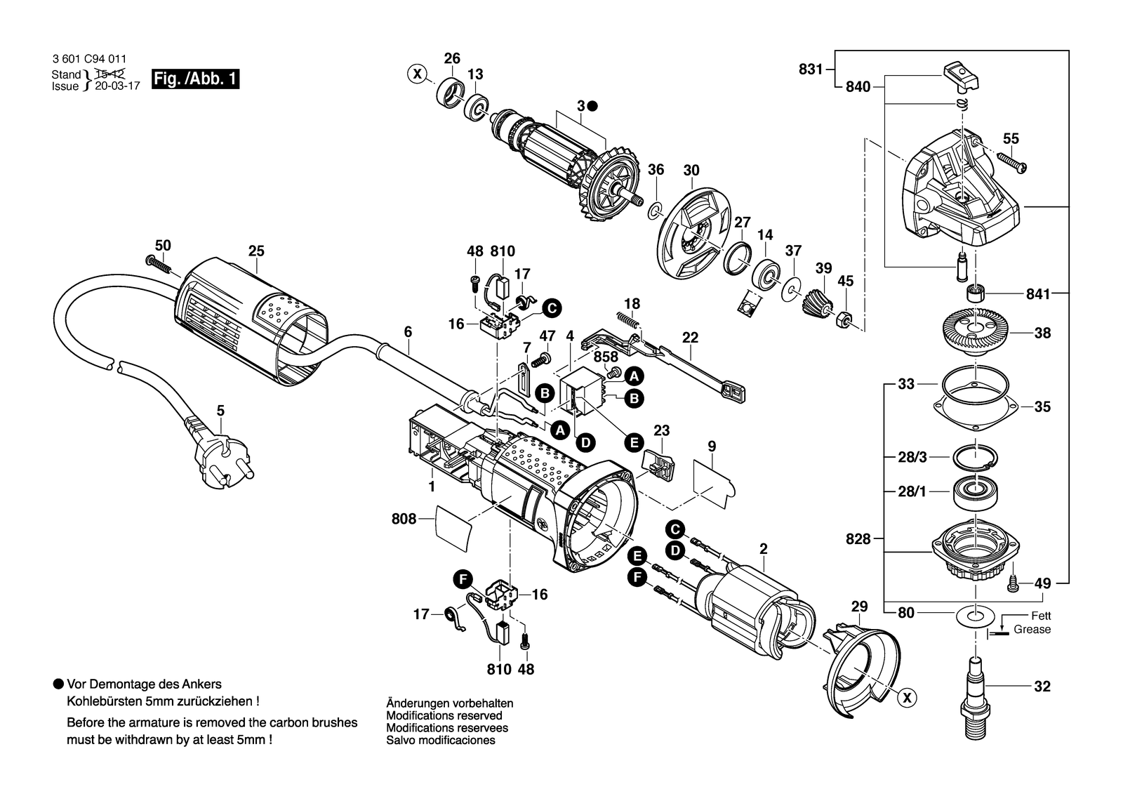 Bosch GWS 9-45 parts diagram, sheet 1