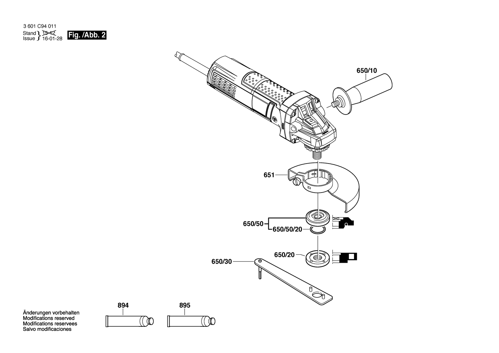 Bosch GWS 9-45 parts diagram, sheet 2