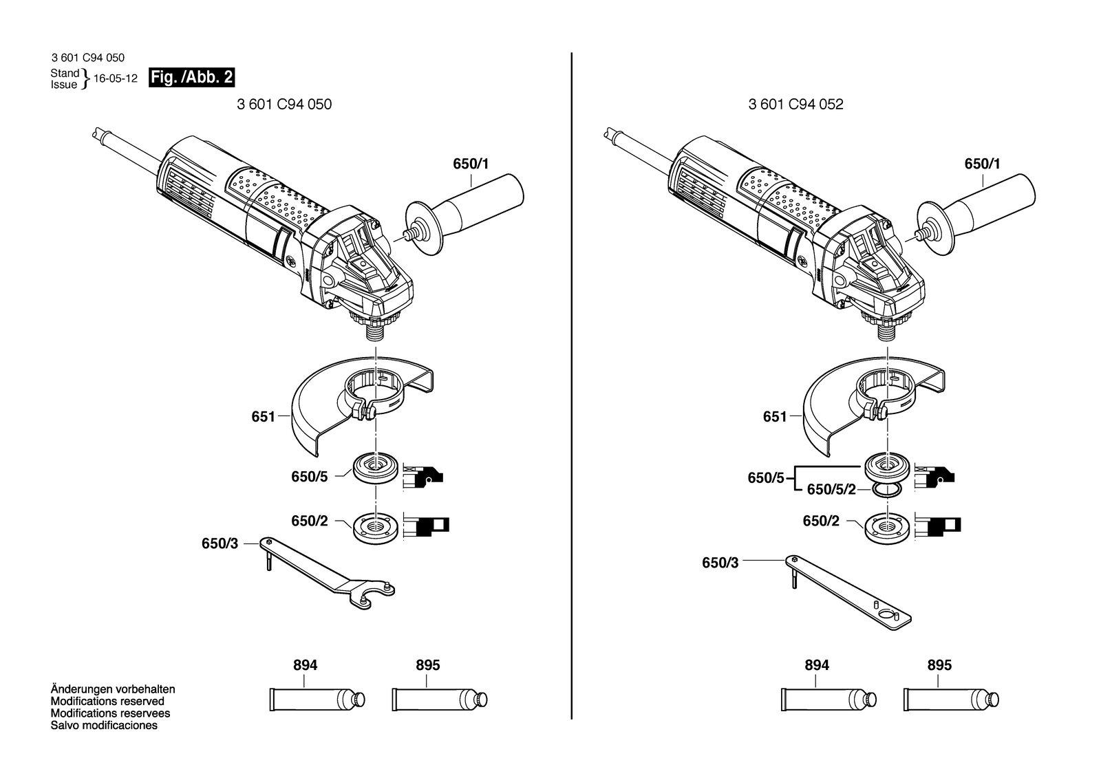Bosch GWS 750 parts diagram, sheet 2