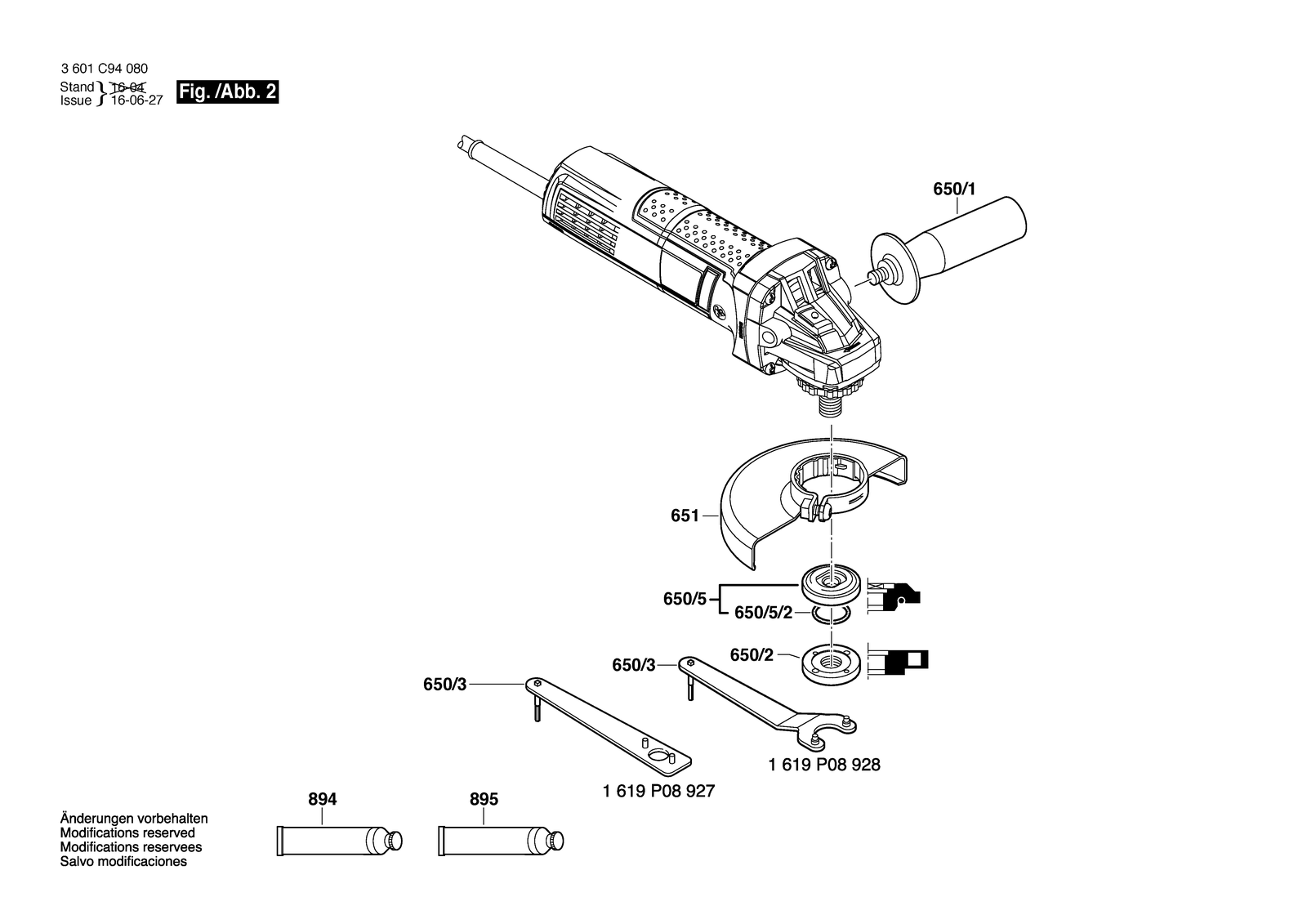 Bosch GWS 750-100 parts diagram, sheet 2