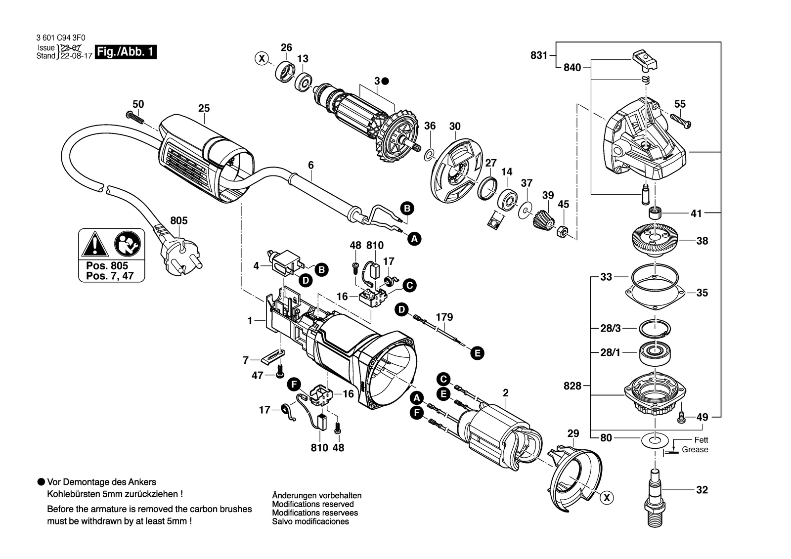 Bosch GWS 800 parts diagram, sheet 1