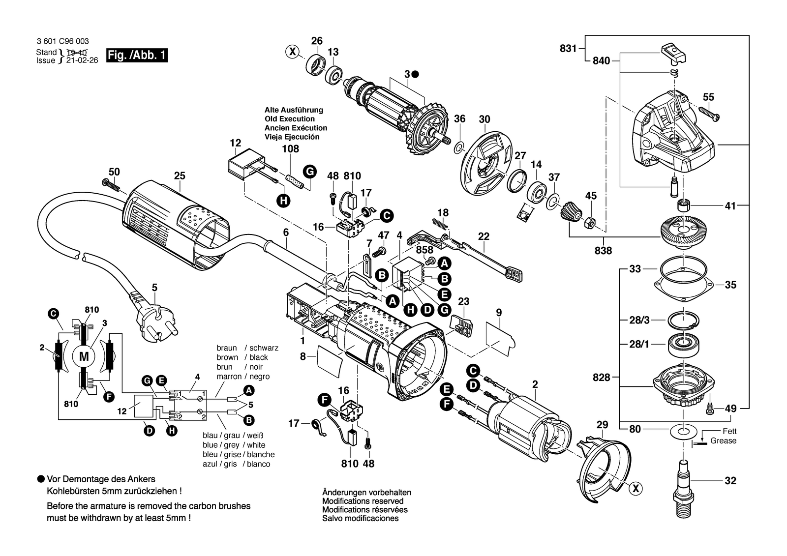 Bosch GWS 9-115 parts diagram, sheet 1