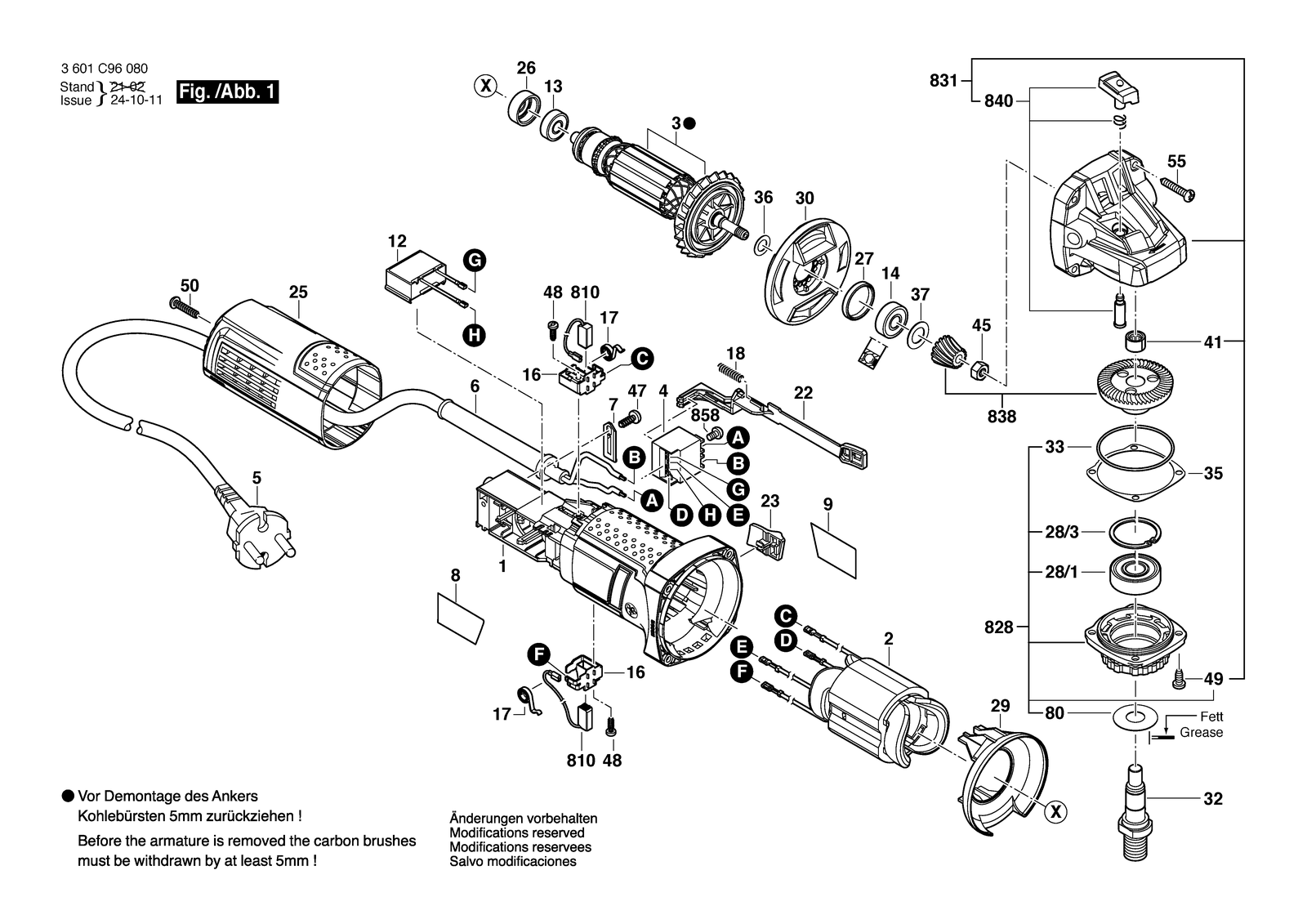 Bosch GWS 900-100 parts diagram, sheet 1