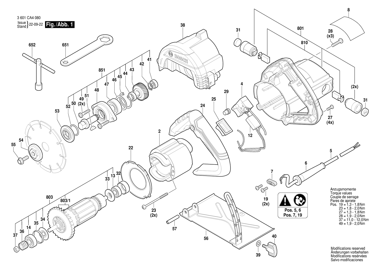 Bosch GDC 140 parts diagram, sheet 1