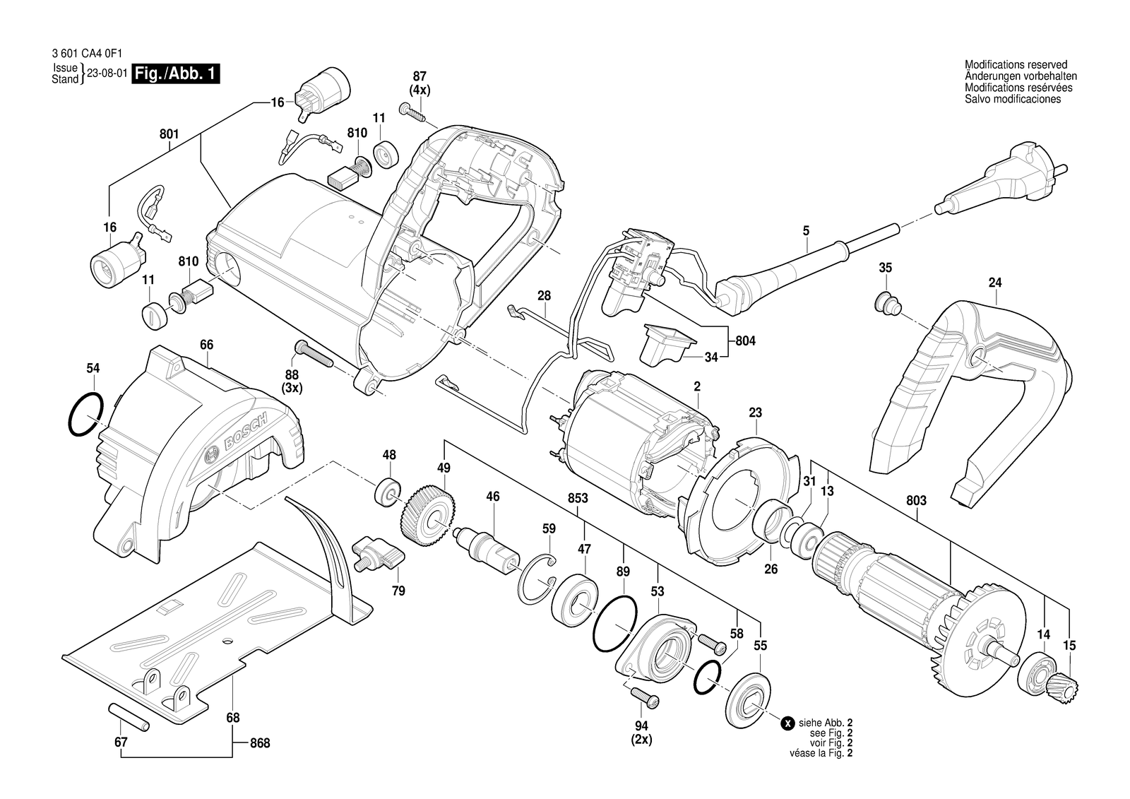 Bosch GDC 140 parts diagram, sheet 1
