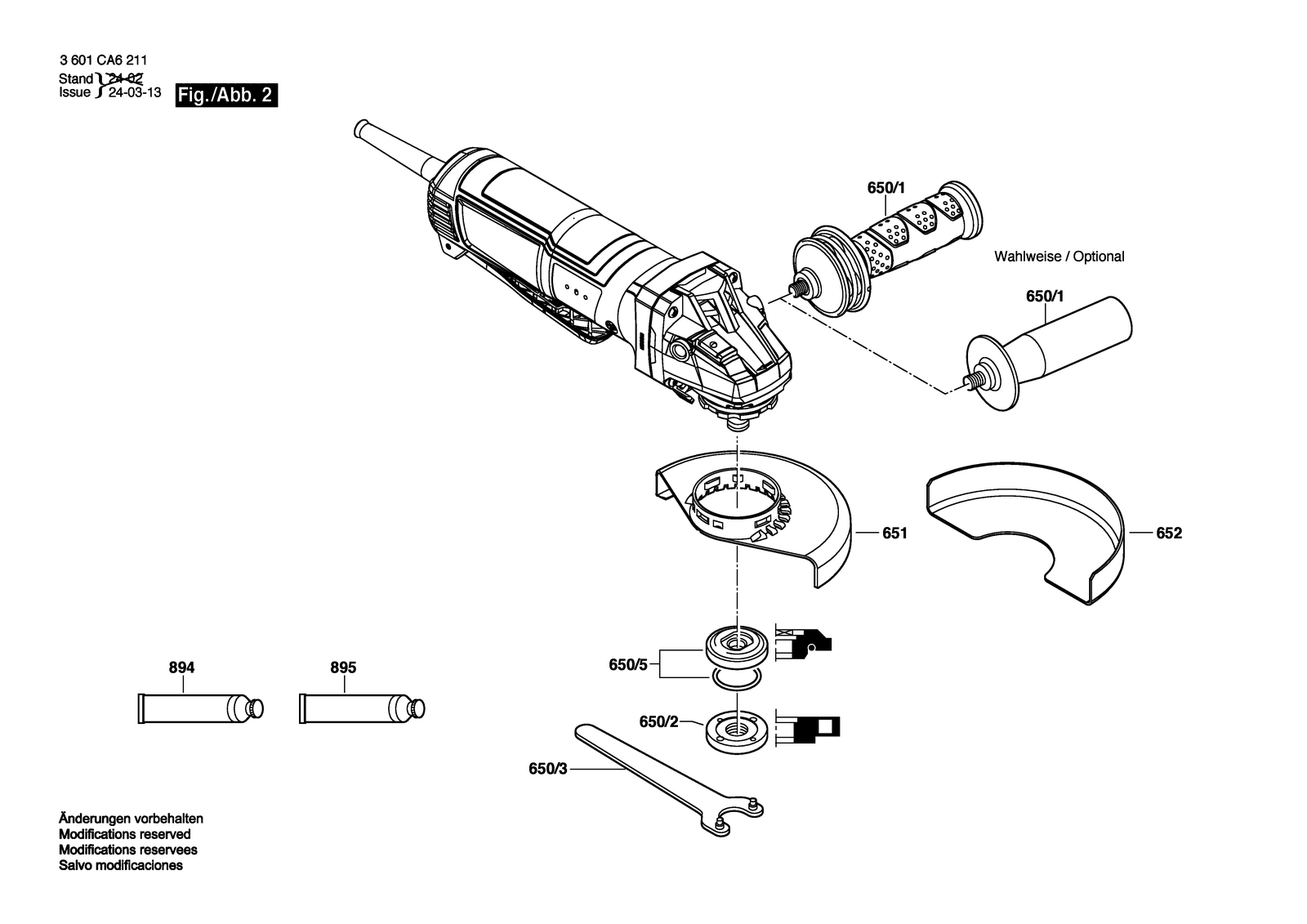 Bosch GWS 11-450 P parts diagram, sheet 2