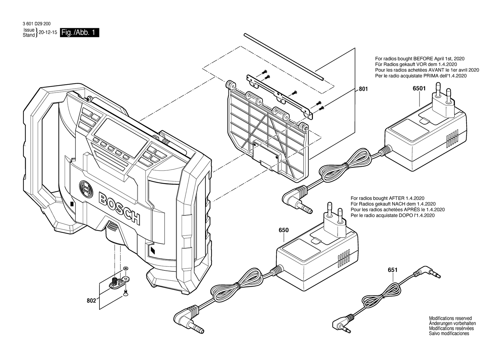 Bosch GML 10,8 V-LI parts diagram, sheet 1