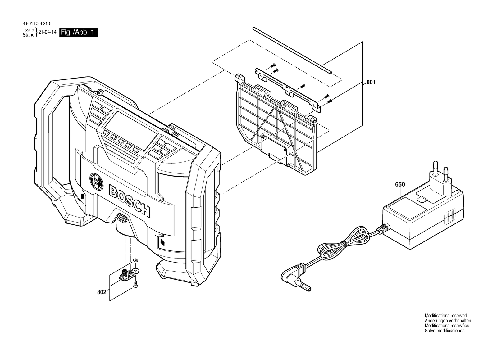 Bosch GML 10,8 V-LI parts diagram, sheet 1