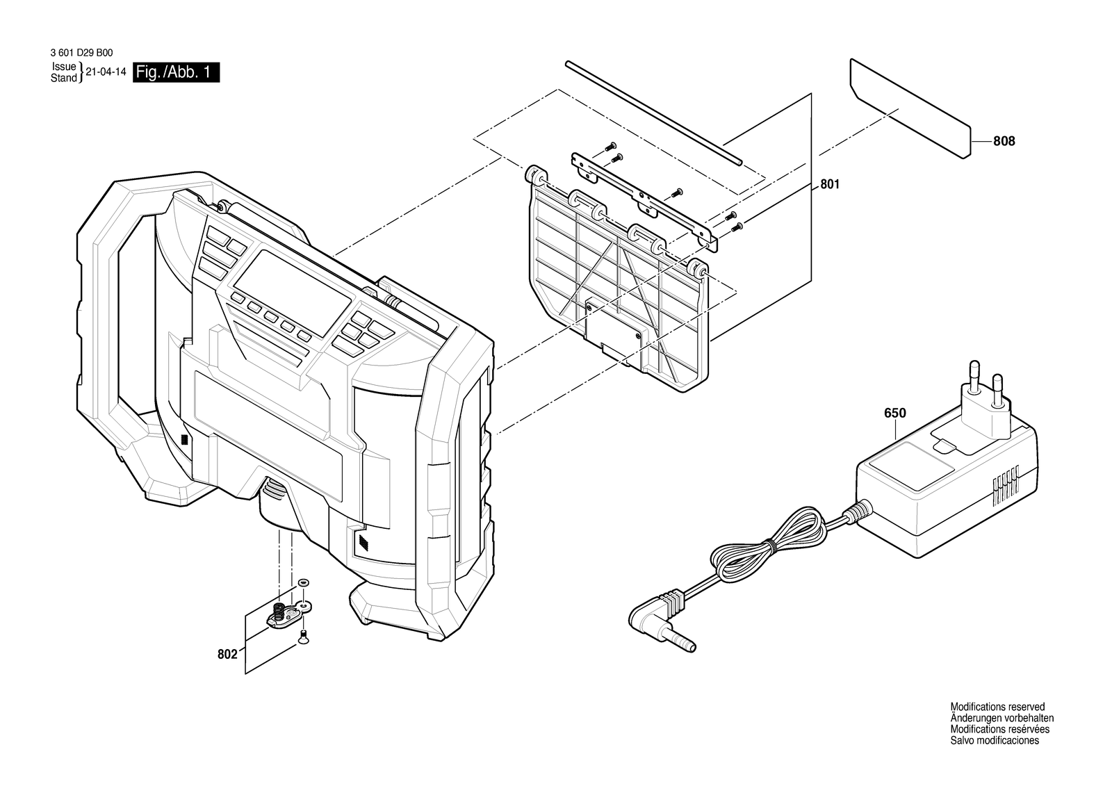 Bosch A-R 10,8 V parts diagram, sheet 1