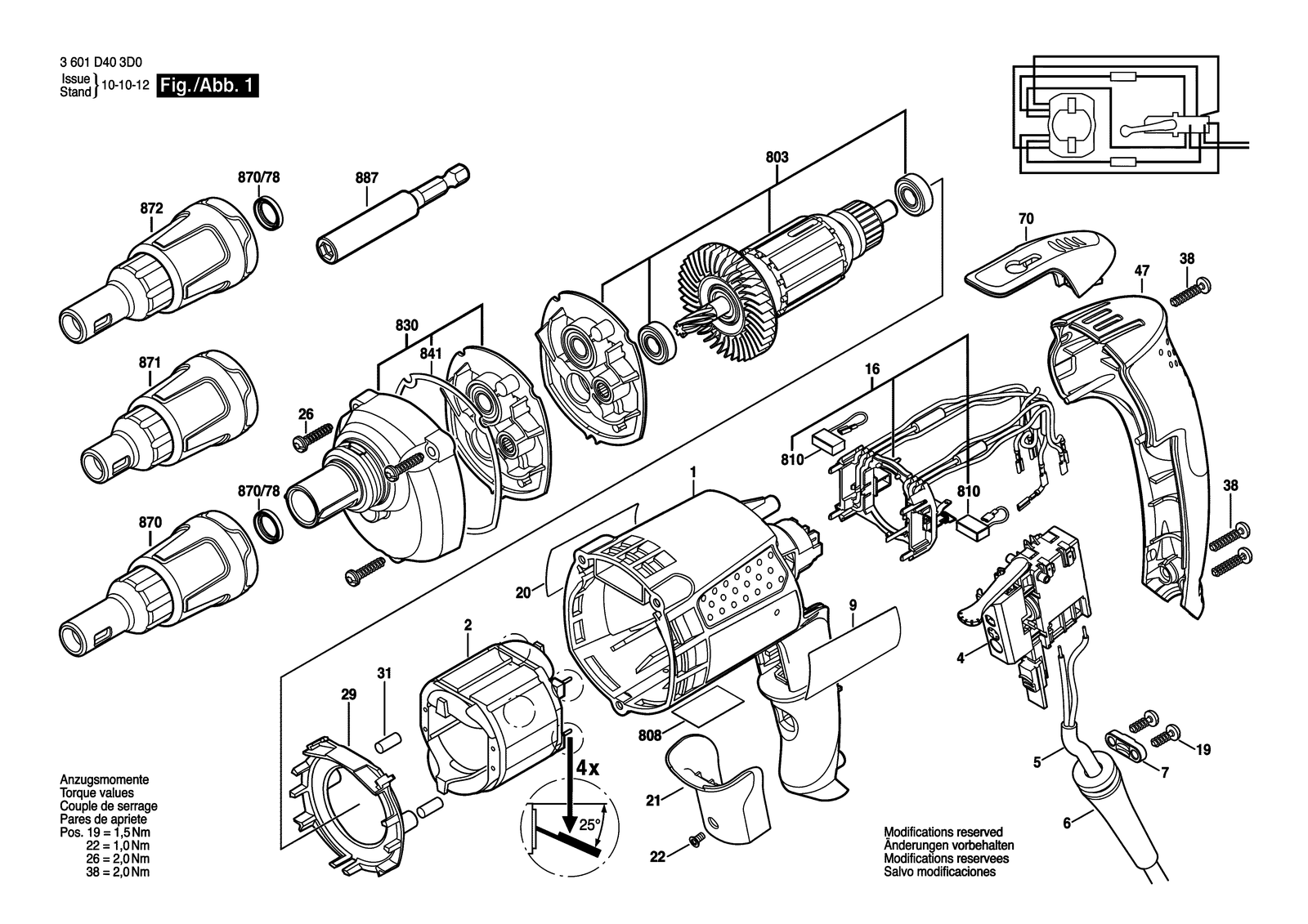 Bosch GSR 6-25 TE parts diagram, sheet 1