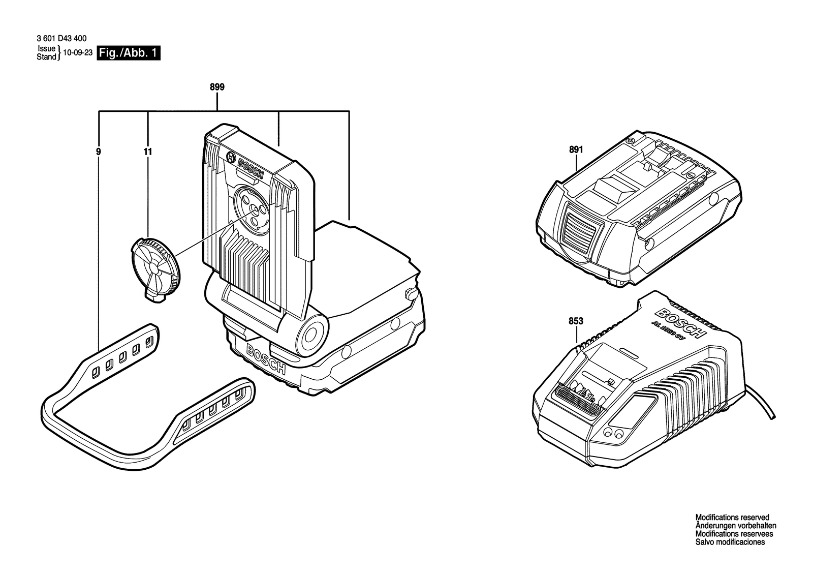 Bosch GLI VariLED parts diagram, sheet 1
