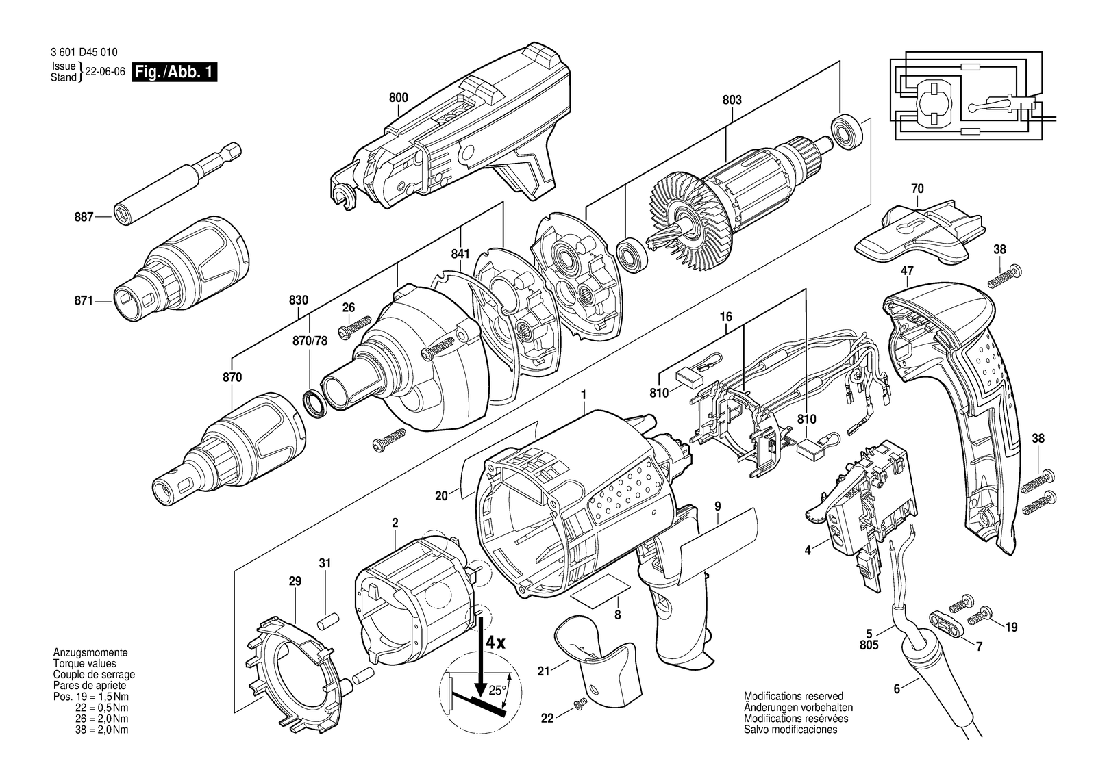 Bosch SG 250 parts diagram, sheet 1