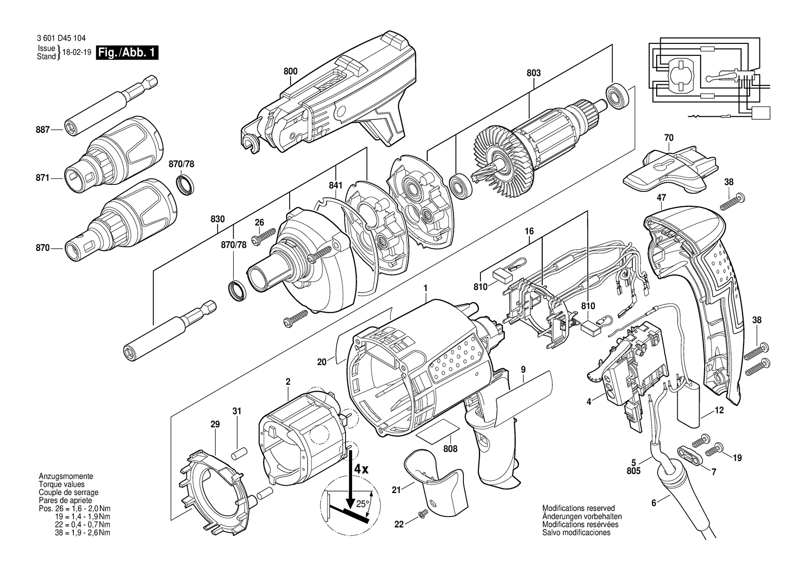 Bosch GSR 6-60 TE parts diagram, sheet 1