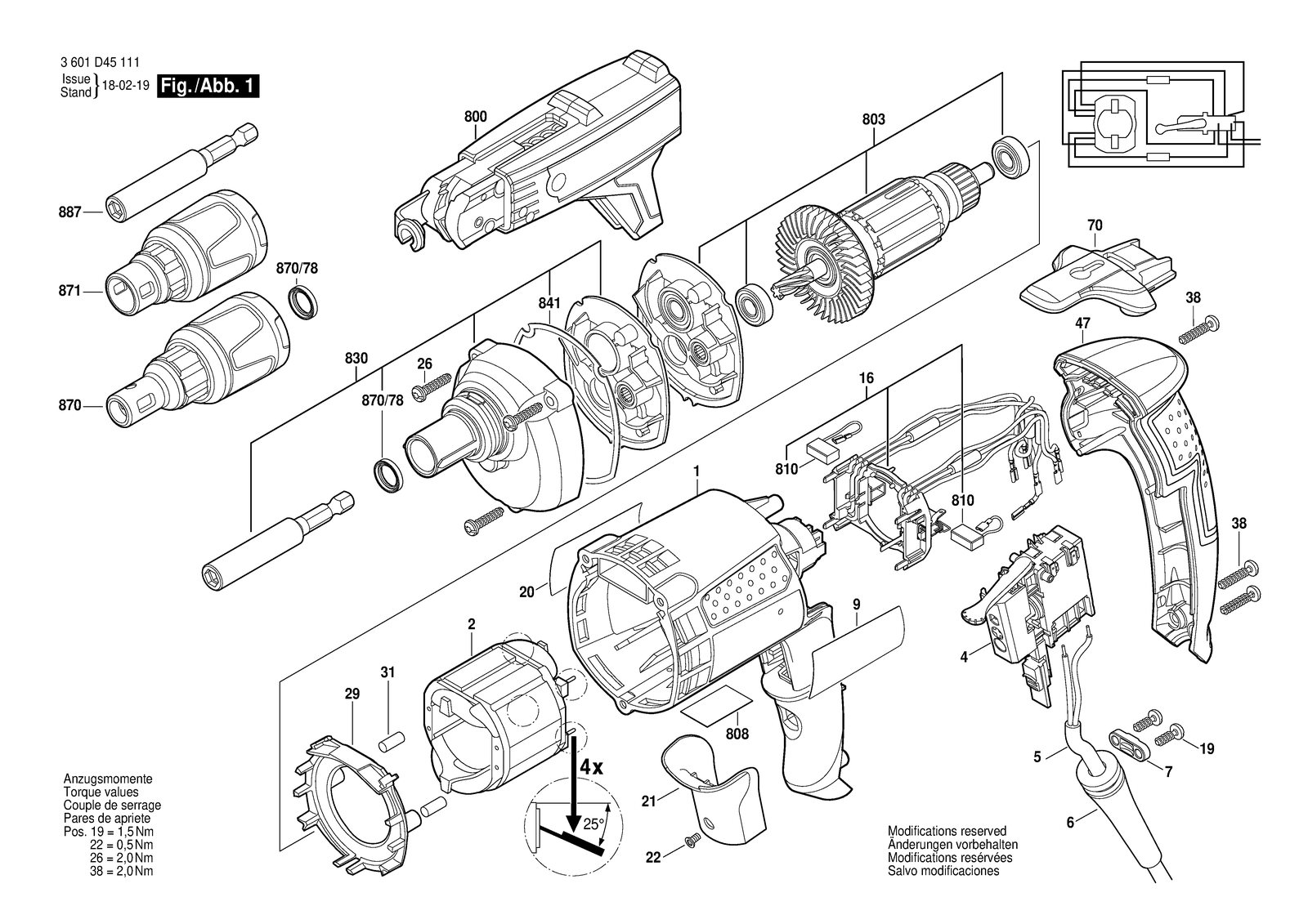 Bosch SG 450 parts diagram, sheet 1