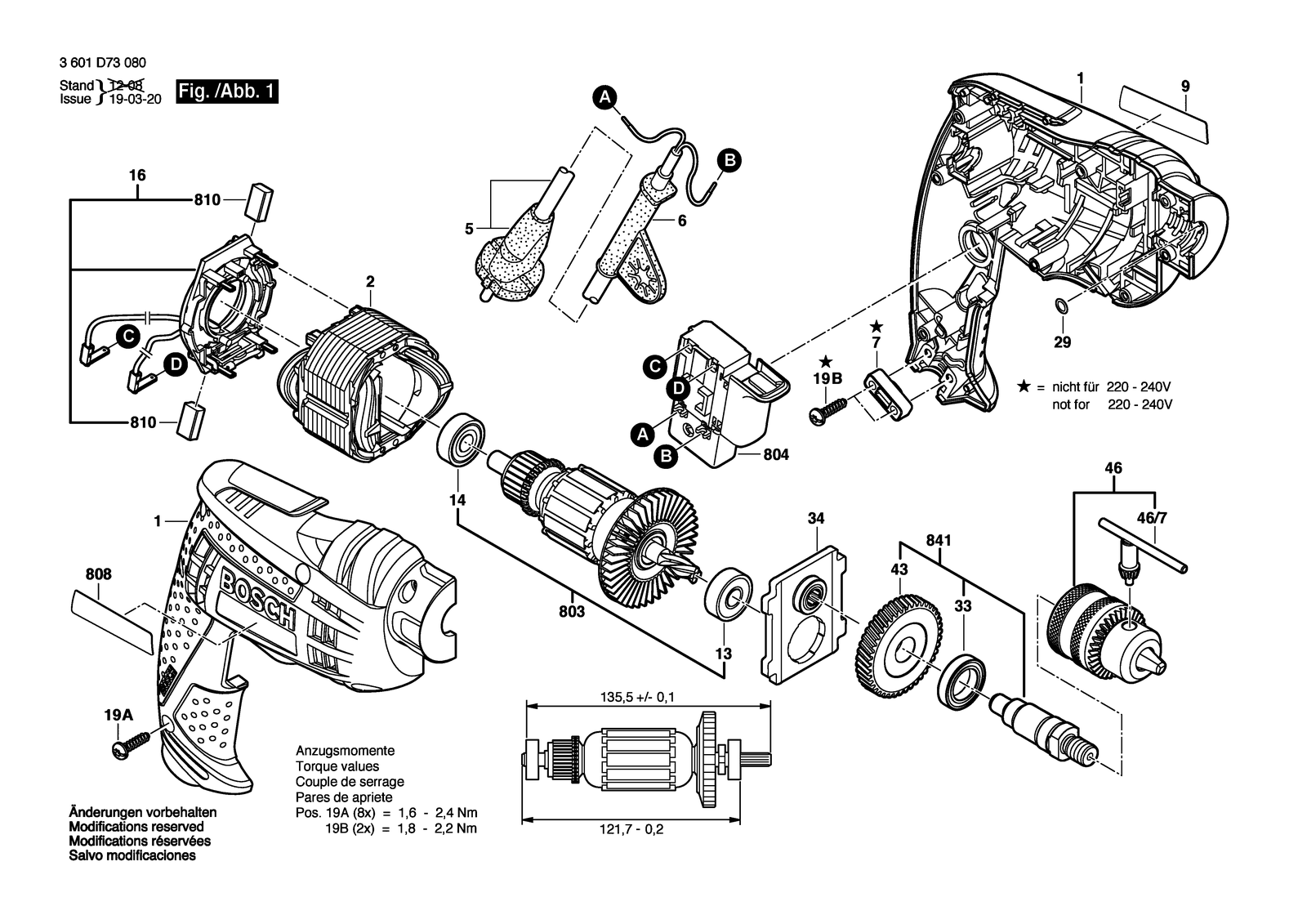 Bosch GBM 10 parts diagram, sheet 1