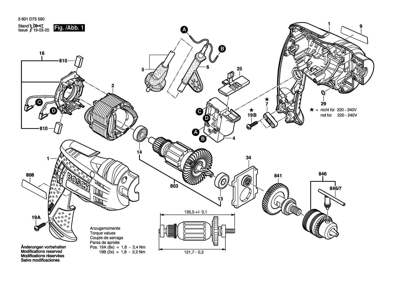 Bosch GBM 10 RE parts diagram, sheet 1