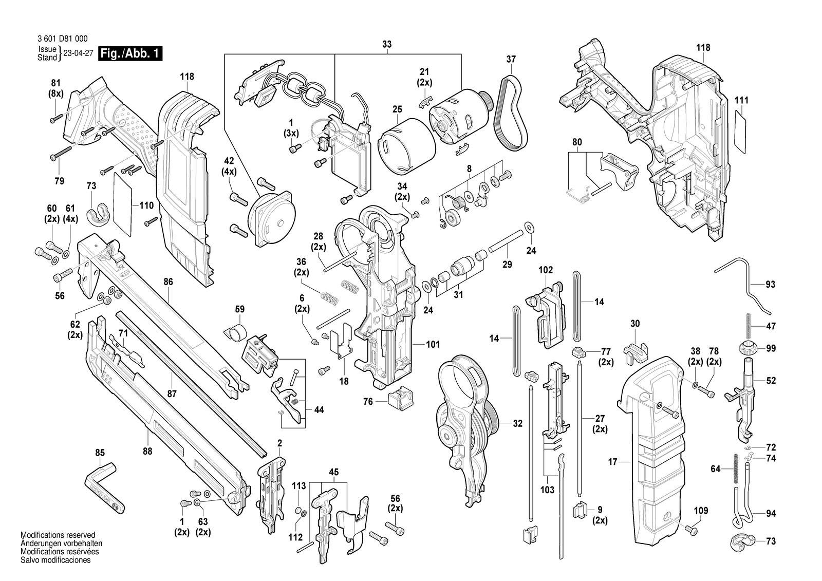 Bosch GNH 18V-64 parts diagram, sheet 1