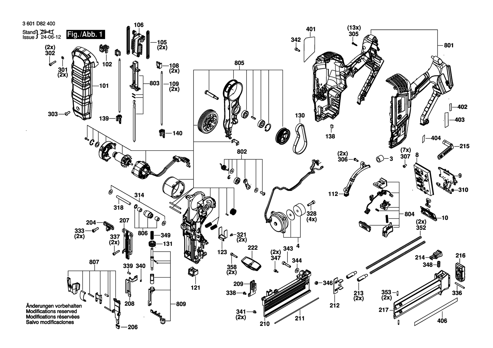 Bosch GNH 18V-50 M parts diagram, sheet 1