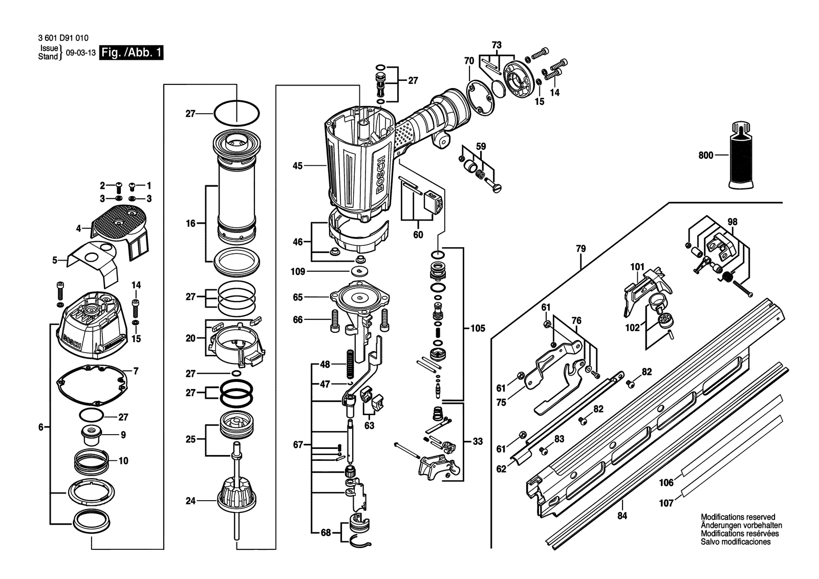 Bosch SN 350-2 0F parts diagram, sheet 1