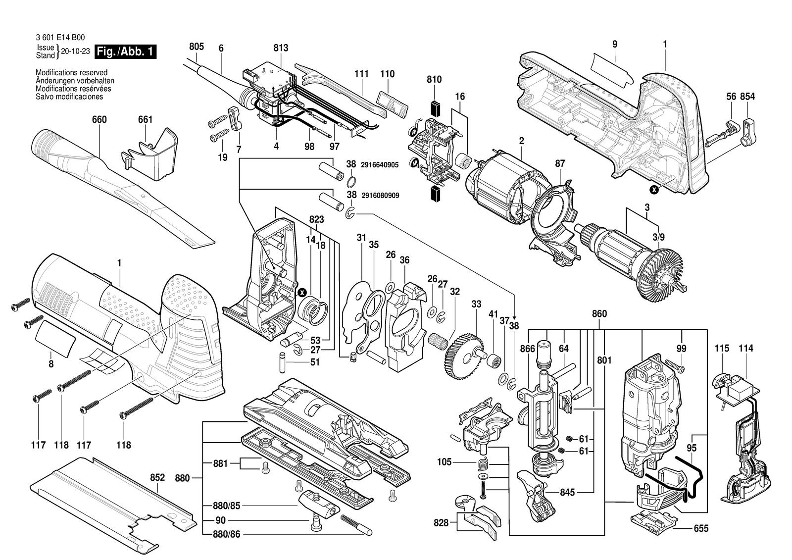 Bosch BJS SHO 140 parts diagram, sheet 1