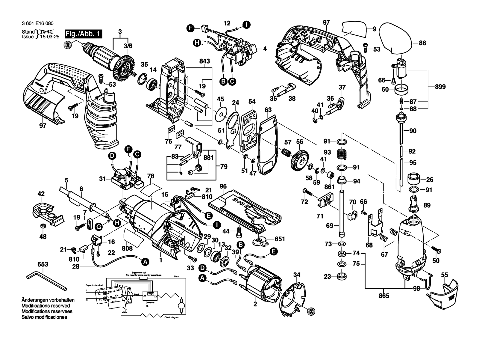 Bosch GST 25M parts diagram, sheet 1